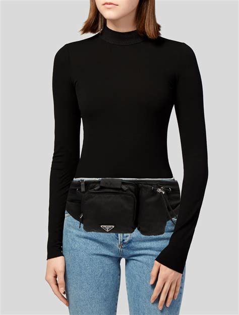 prada black tessuto belt bag